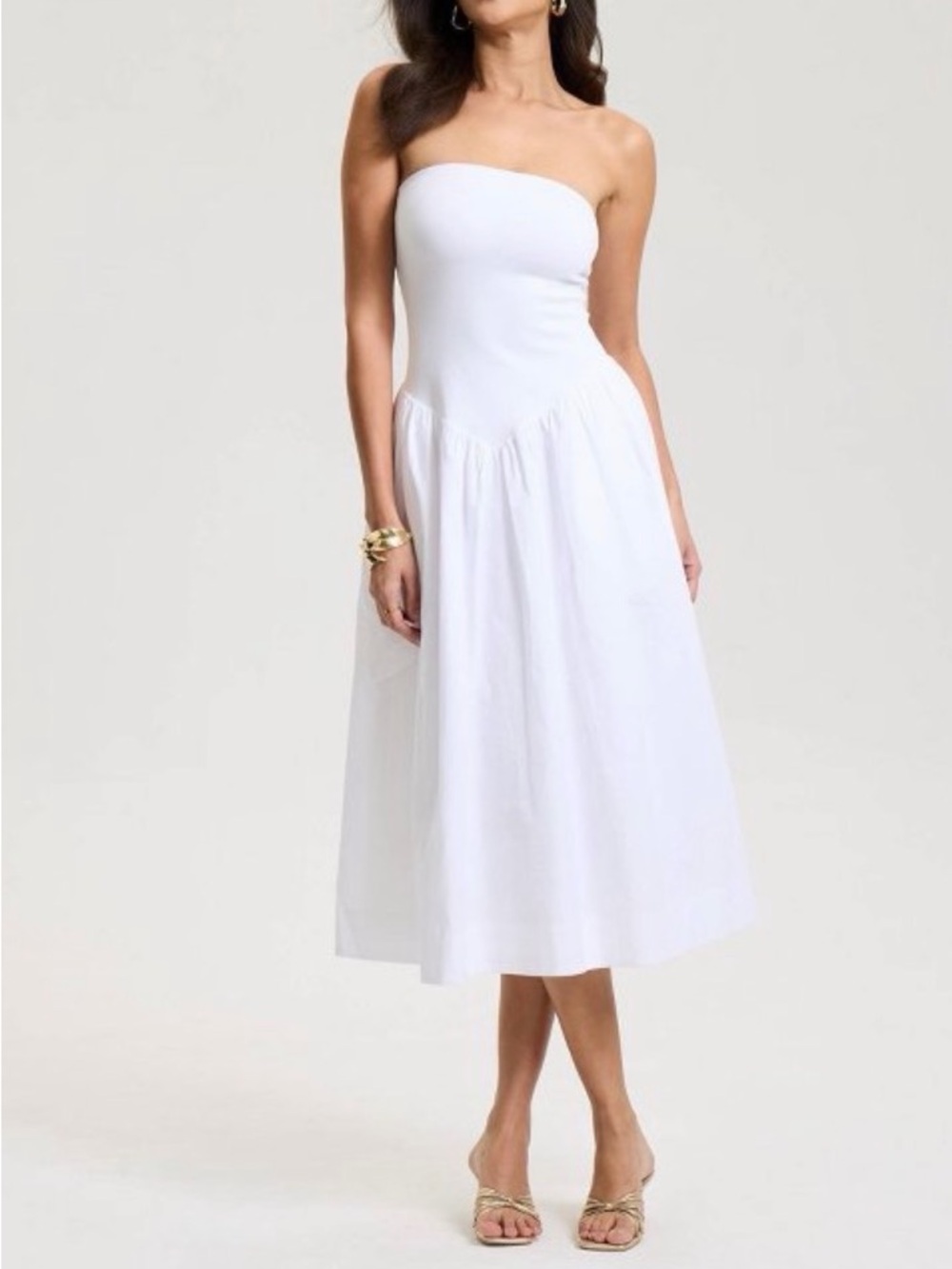 NWT Strapless White Midi Dress - Classic Summer Style, size small
